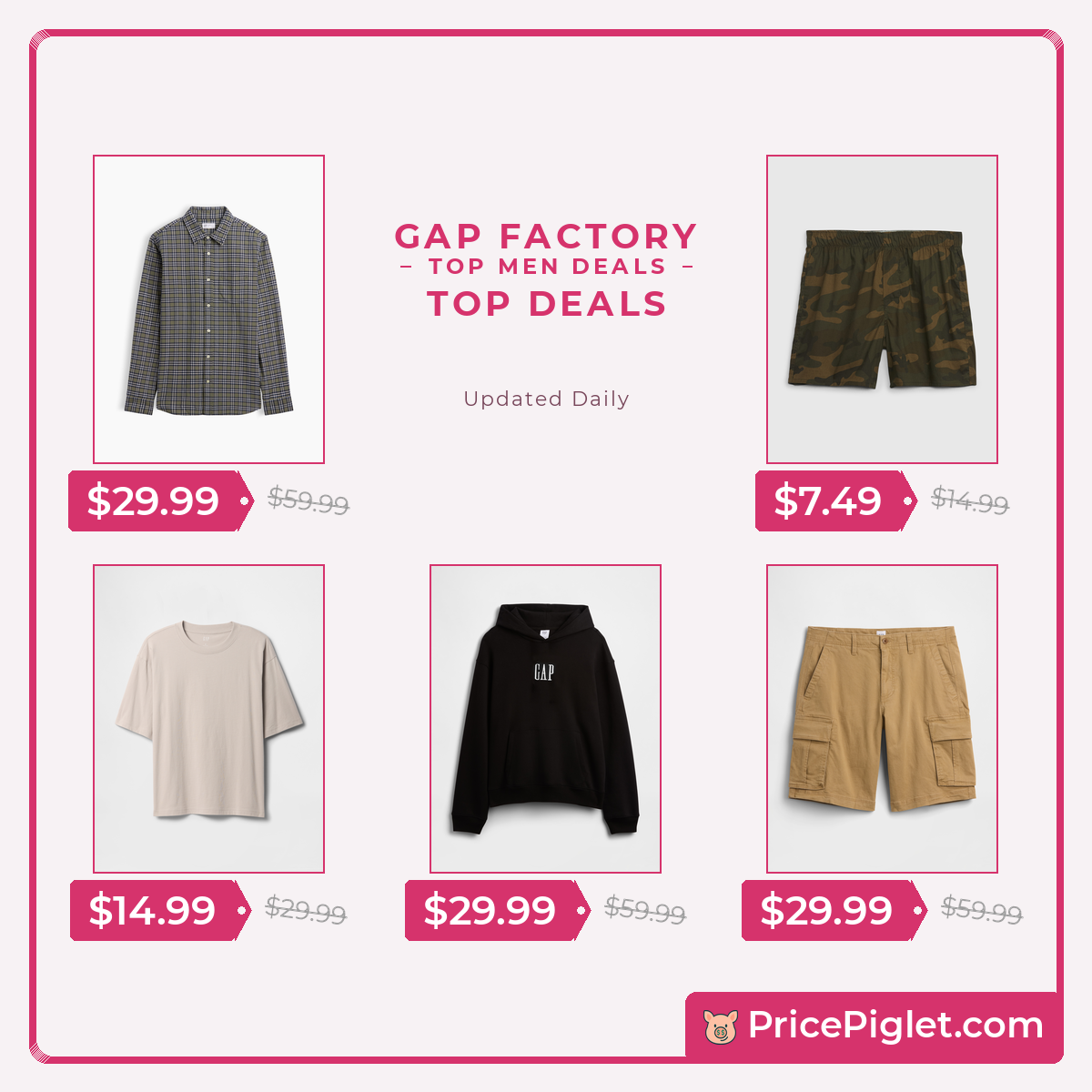 Top Men deals at Gap Factory right now