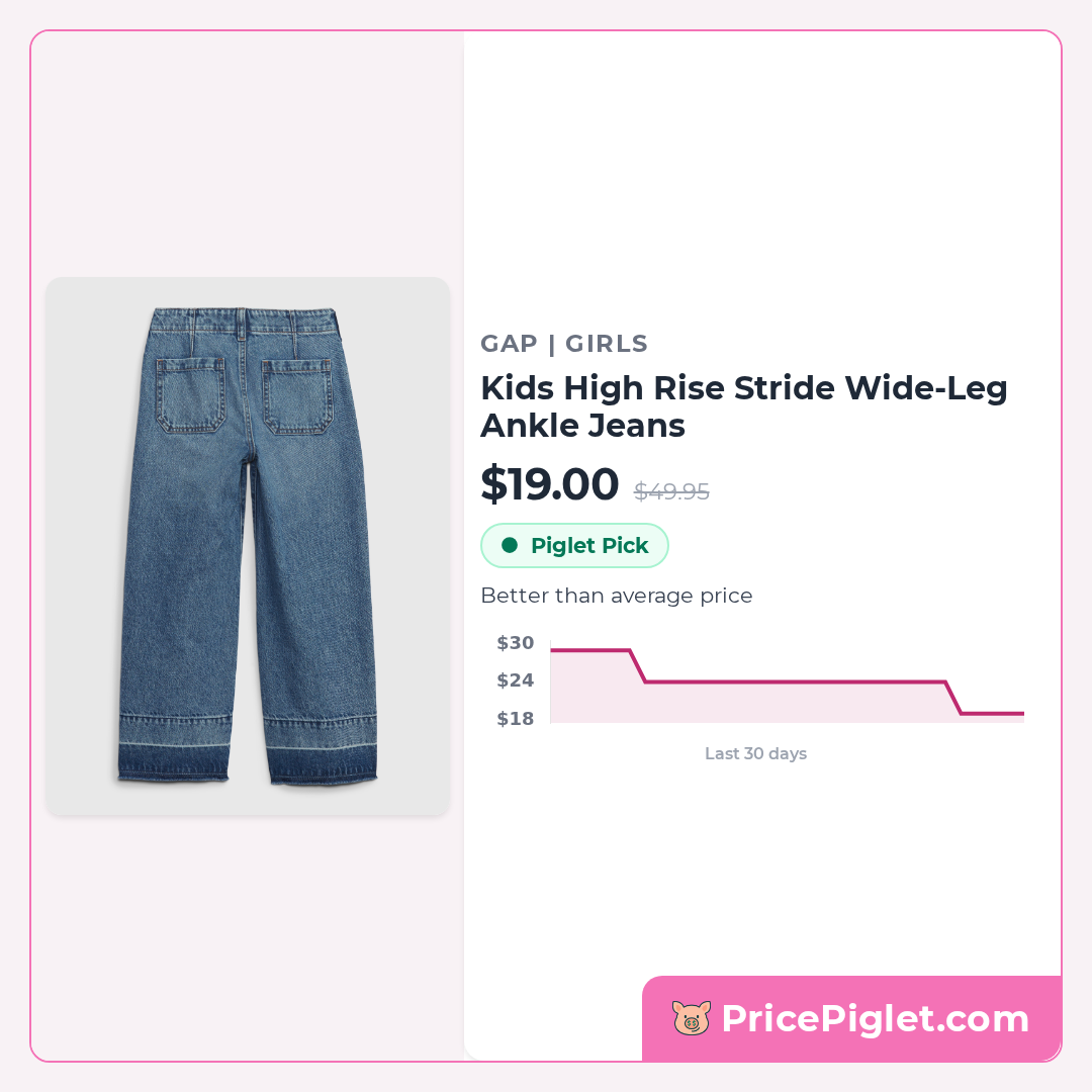 Kids High Rise Stride Wide-Leg Ankle Jeans