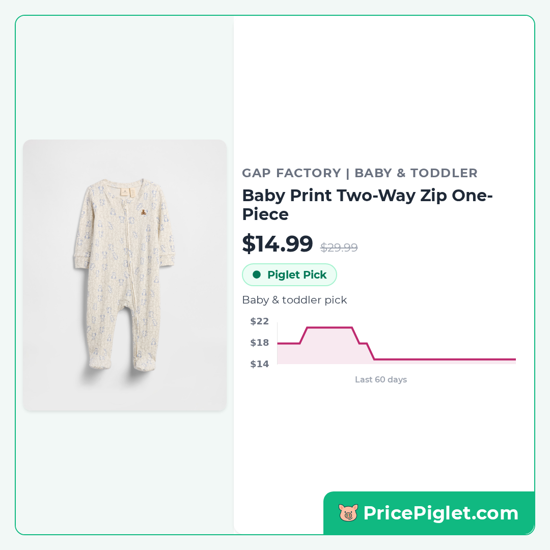 Baby Print Two-Way Zip One-Piece