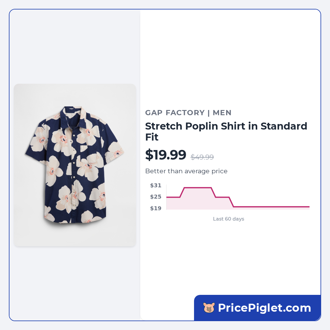 Stretch Poplin Shirt in Standard Fit