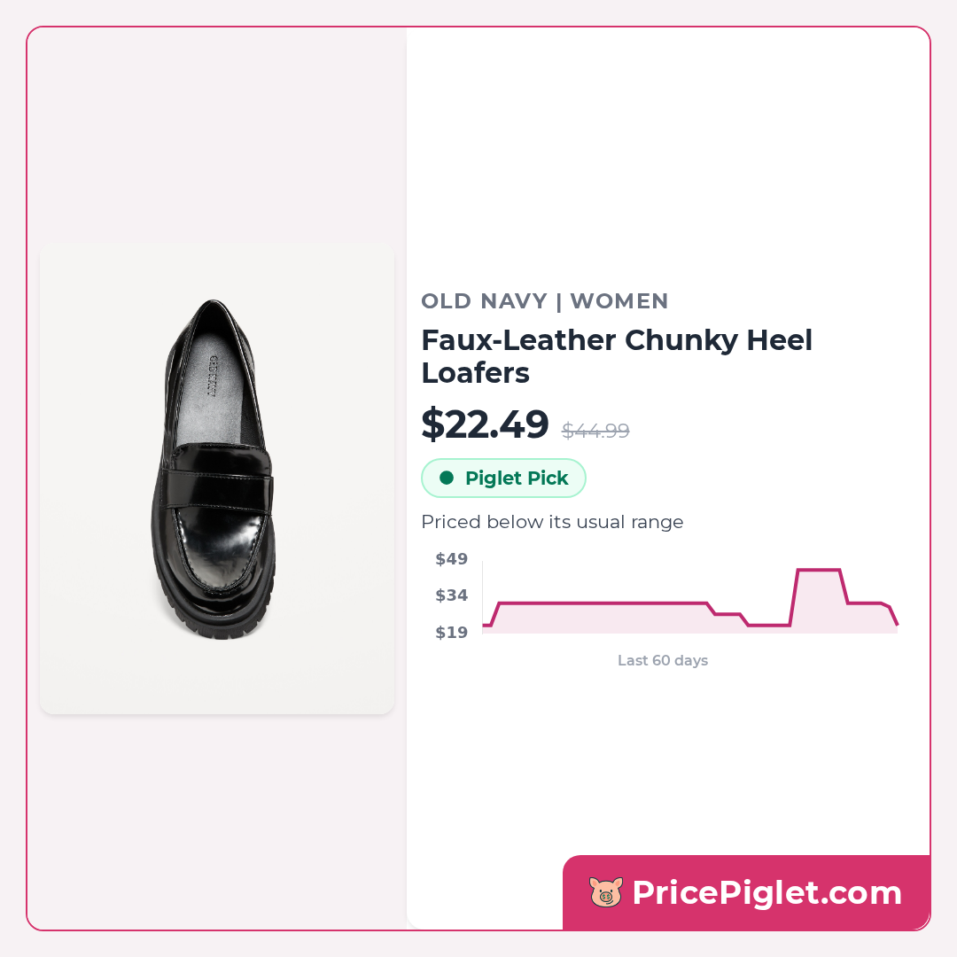 Faux-Leather Chunky Heel Loafers