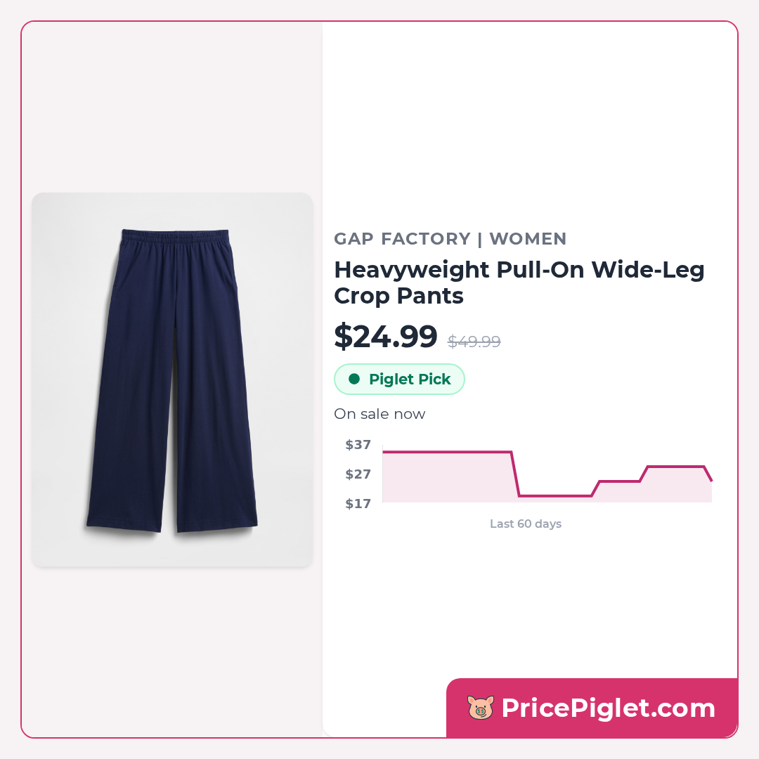 Heavyweight Pull-On Wide-Leg Crop Pants