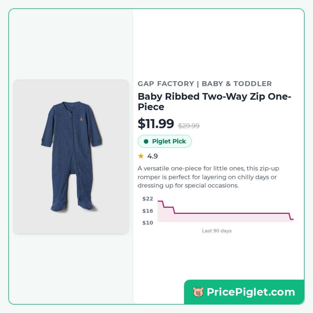 Baby Ribbed Two-Way Zip One-Piece