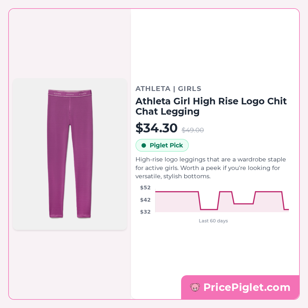 Athleta Girl High Rise Logo Chit Chat Legging