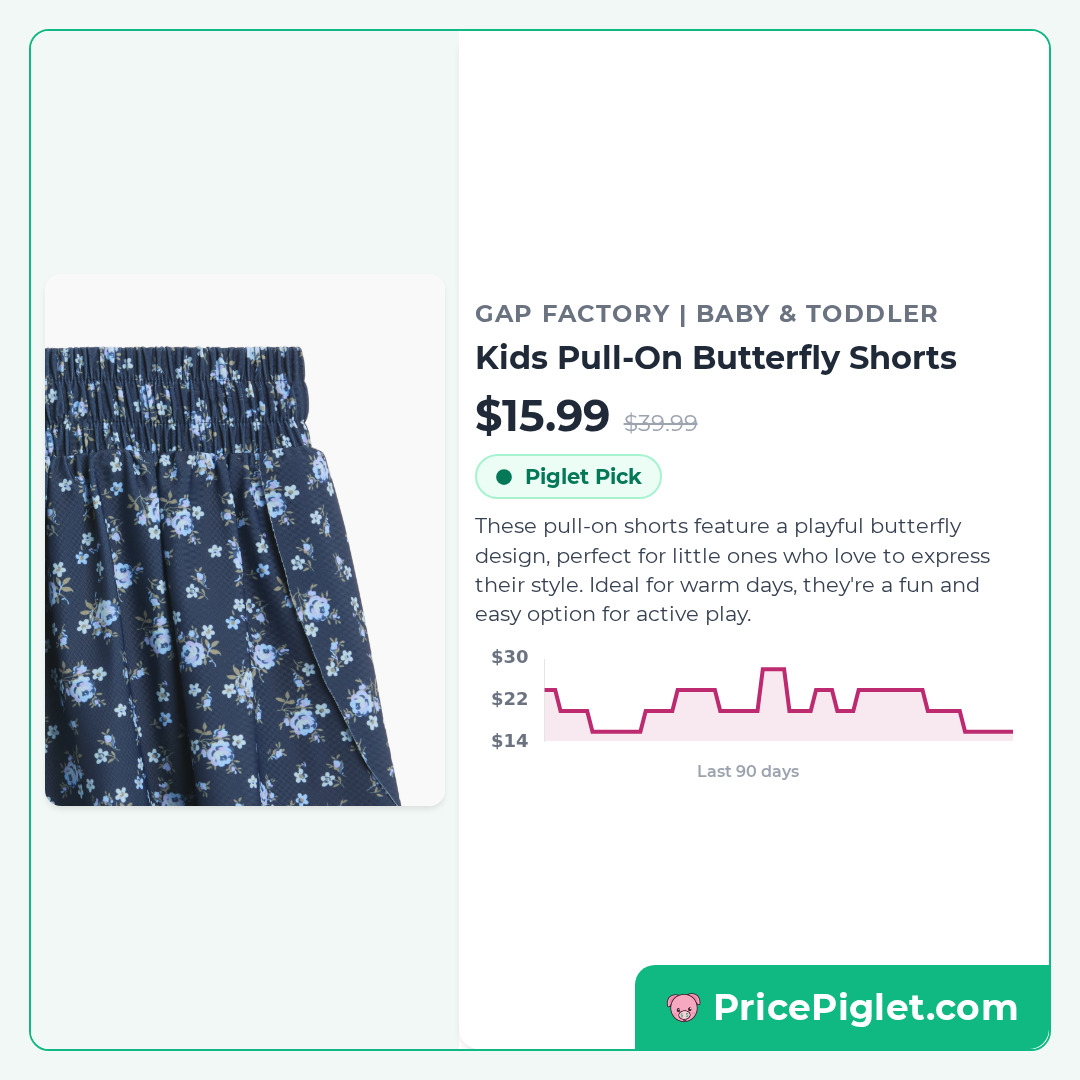 Kids Pull-On Butterfly Shorts