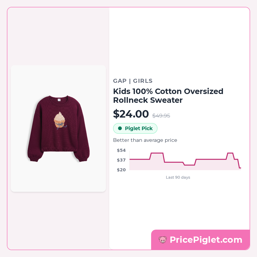Kids 100% Cotton Oversized Rollneck Sweater