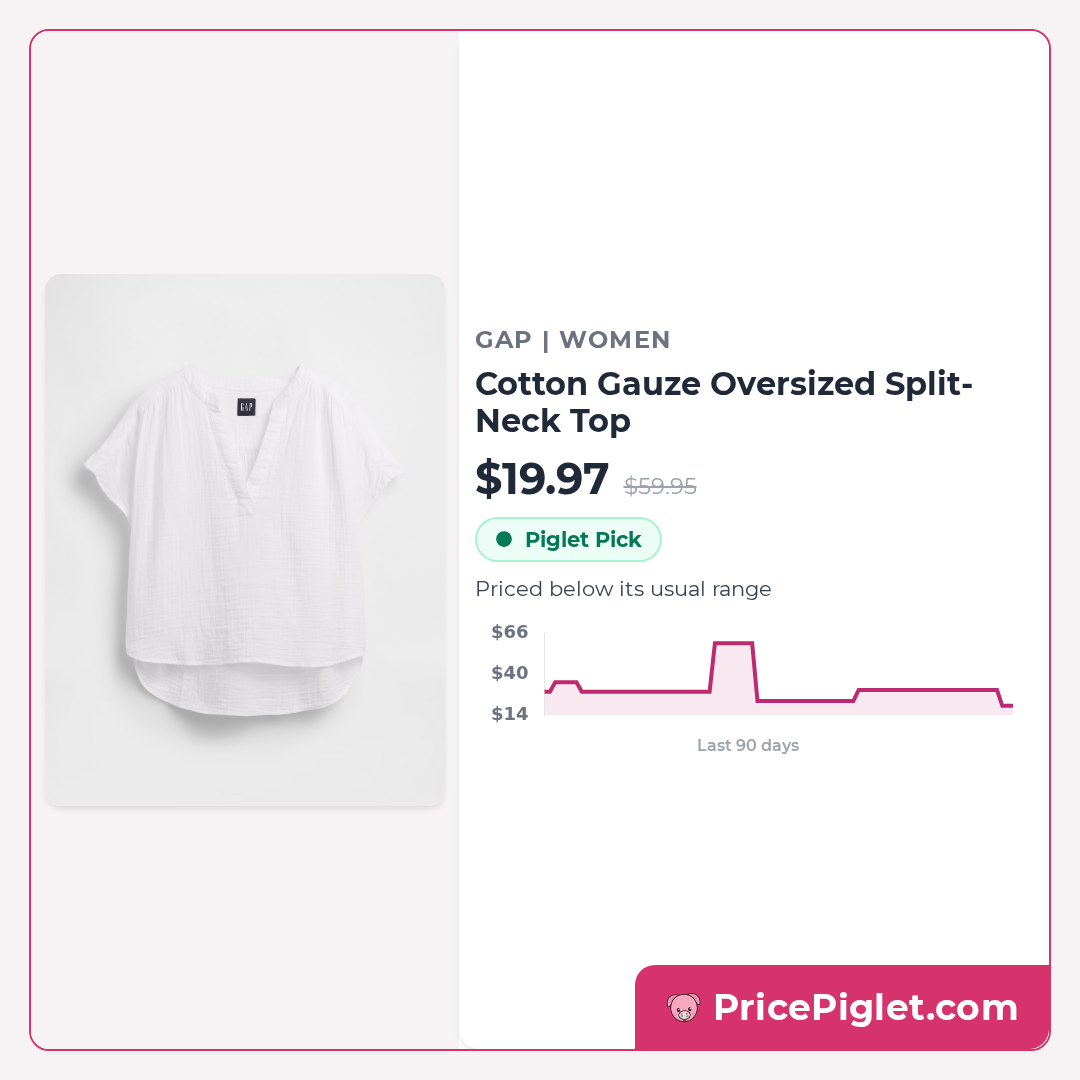 Cotton Gauze Oversized Split-Neck Top